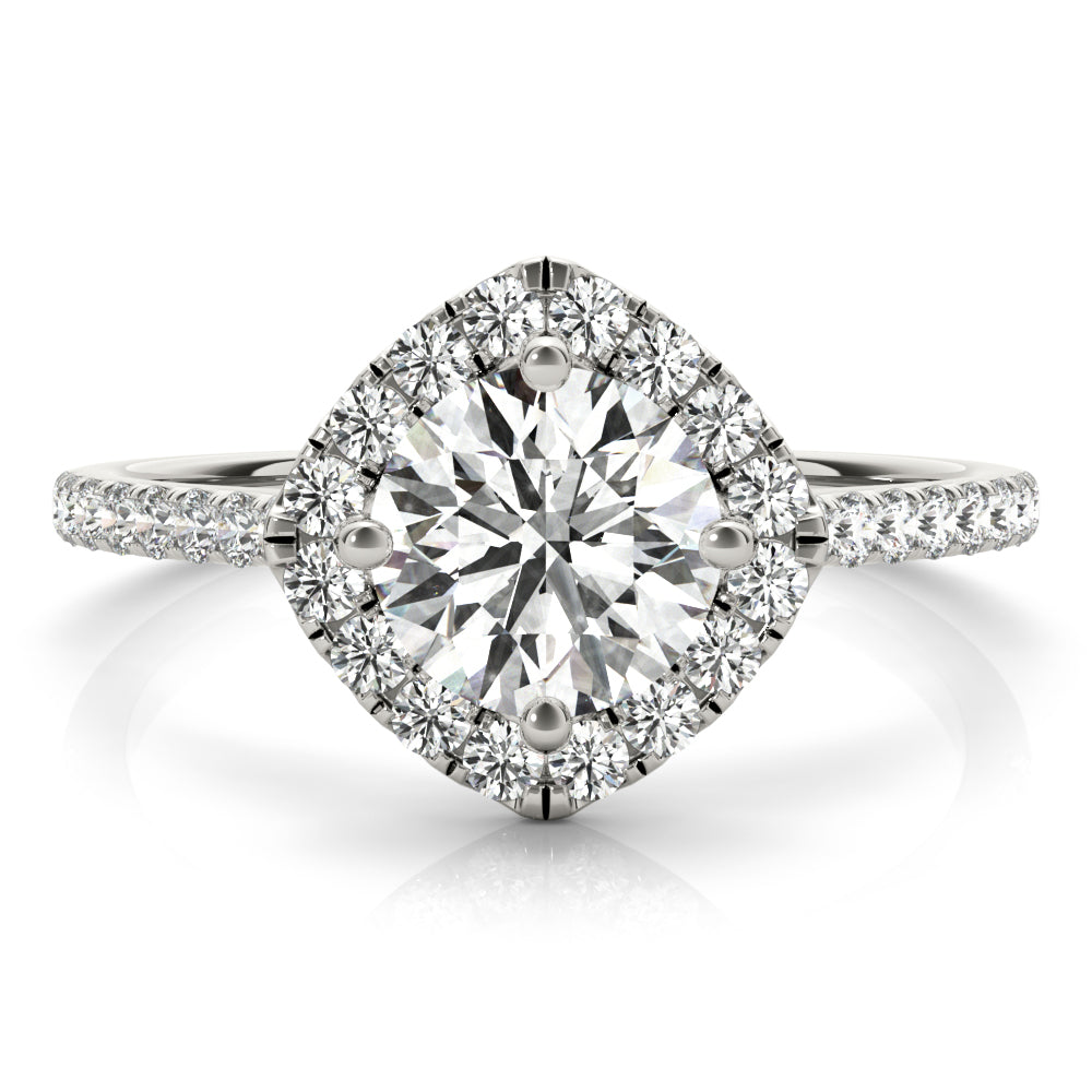Pristine Center Halo Round Diamond Engagement Ring — 9K/18K Gold & Platinum