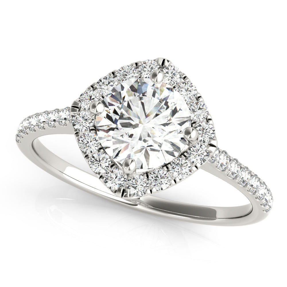 Pristine Center Halo Round Diamond Engagement Ring — 9K/18K Gold & Platinum