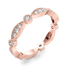 Bezel Set Stackable Milgrain Half Eternity Ring in Gold & Platinum