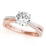 Adored Split Shank Round Diamond Engagement Ring — 9K/18K Gold & Platinum