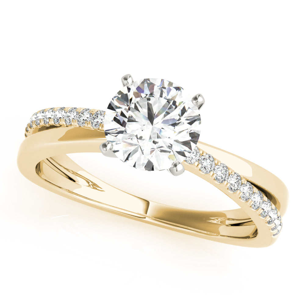 Adored Split Shank Round Diamond Engagement Ring — 9K/18K Gold & Platinum