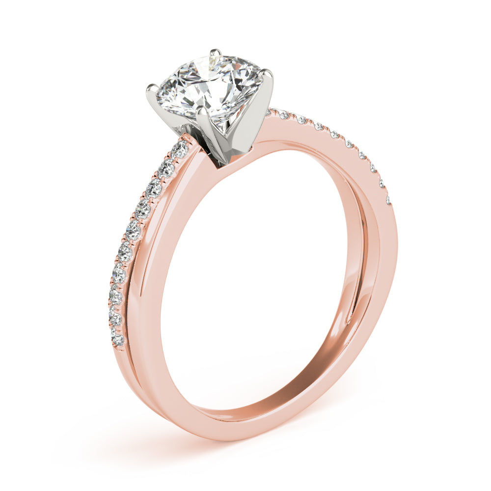 Adored Split Shank Round Diamond Engagement Ring — 9K/18K Gold & Platinum
