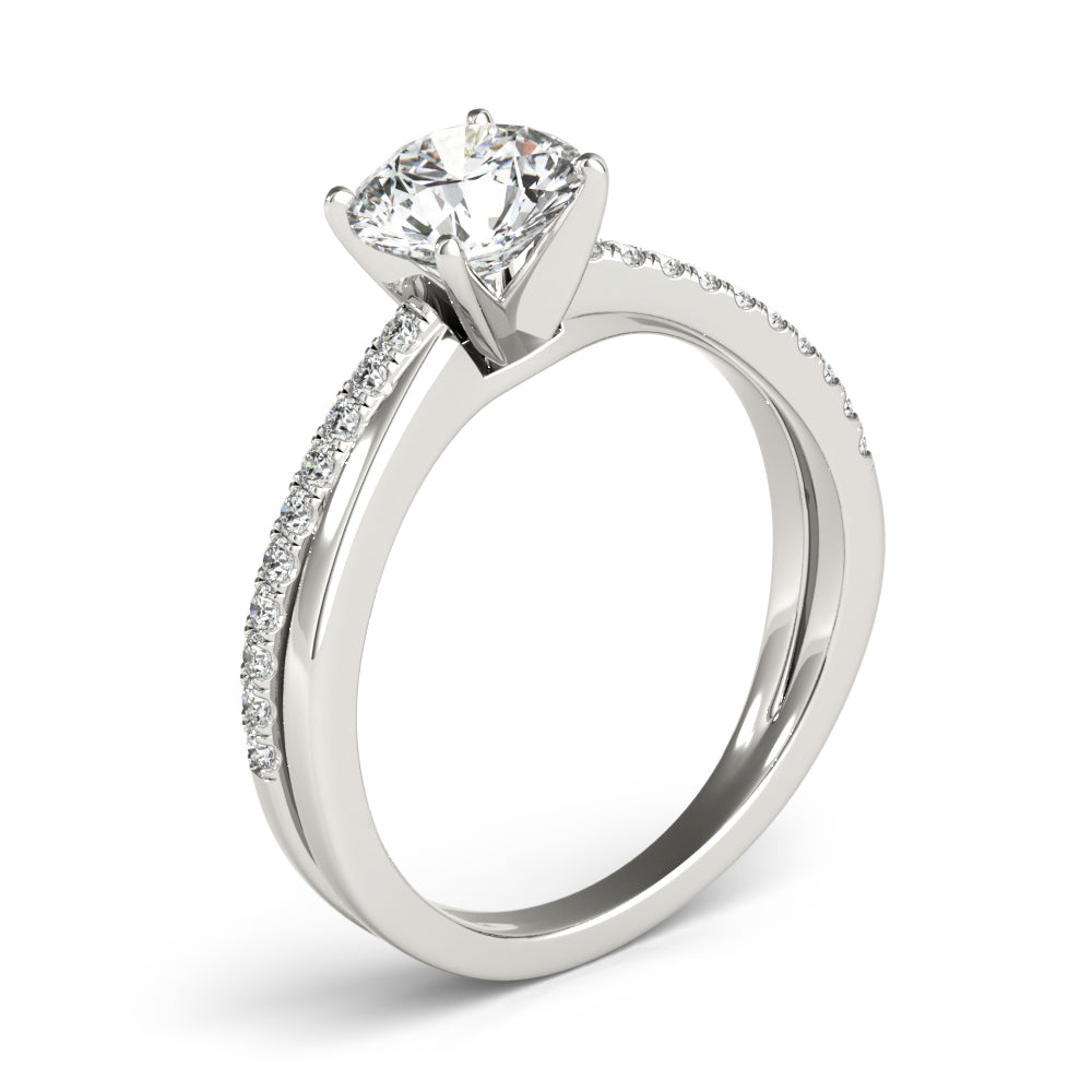 Adored Split Shank Round Diamond Engagement Ring — 9K/18K Gold & Platinum
