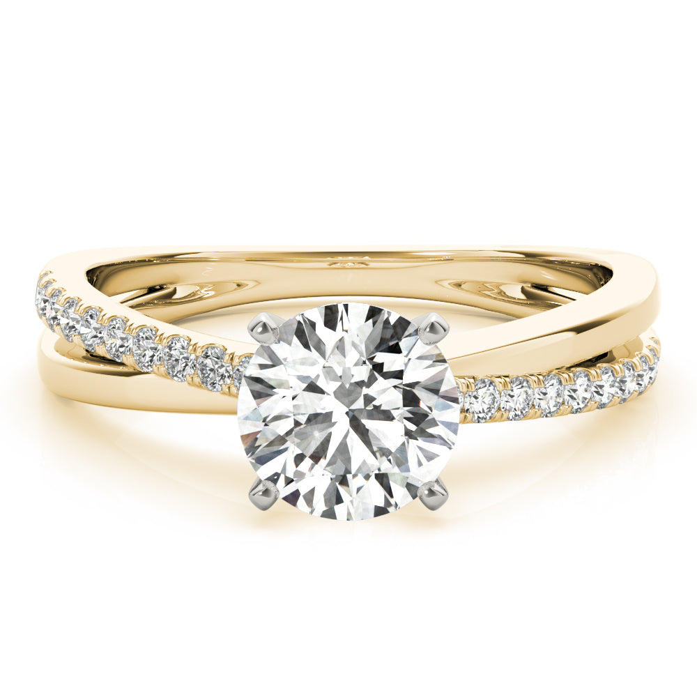 Adored Split Shank Round Diamond Engagement Ring — 9K/18K Gold & Platinum