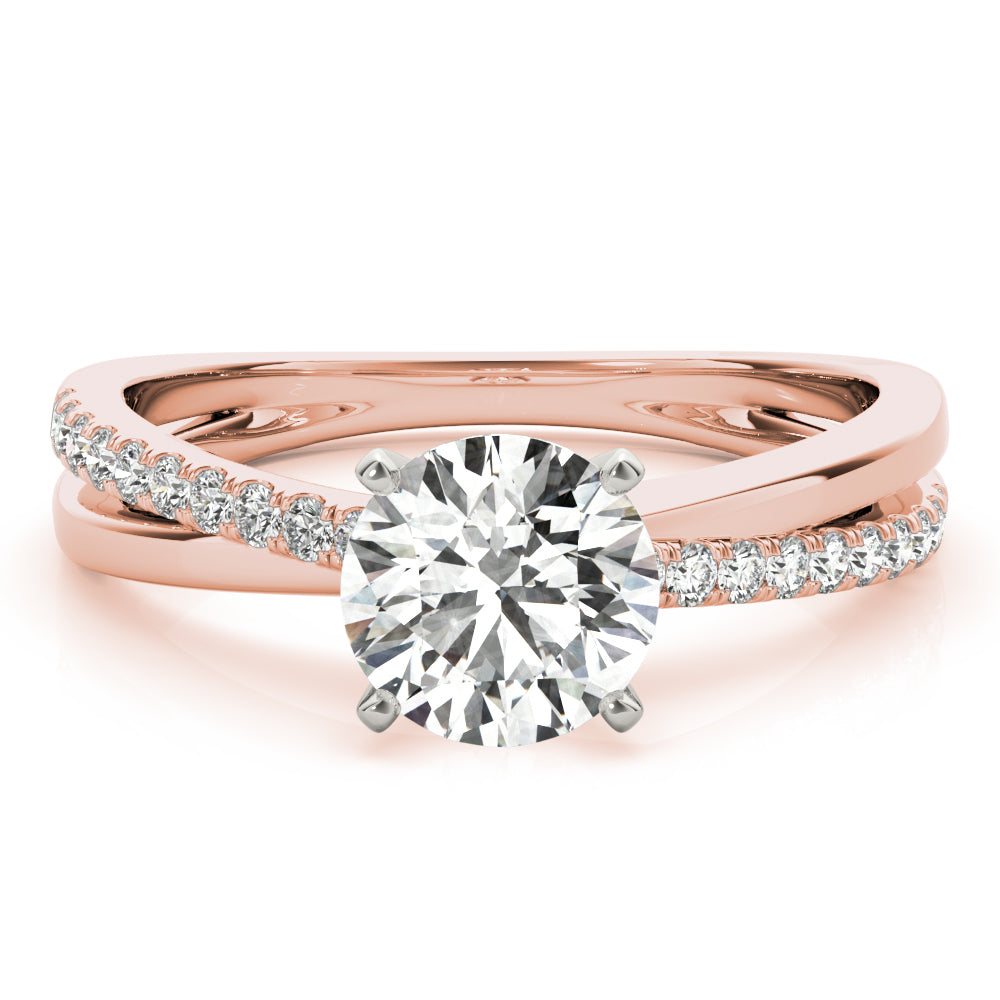 Adored Split Shank Round Diamond Engagement Ring — 9K/18K Gold & Platinum