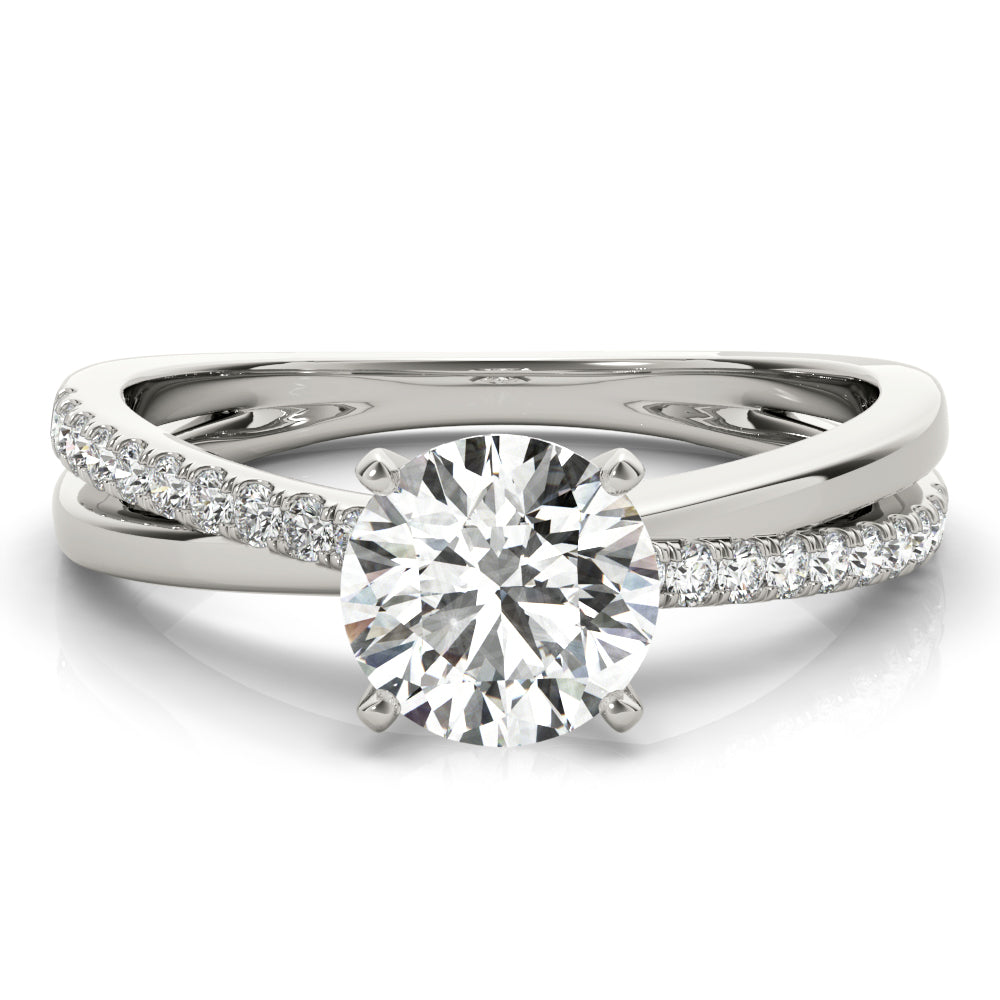 Adored Split Shank Round Diamond Engagement Ring — 9K/18K Gold & Platinum