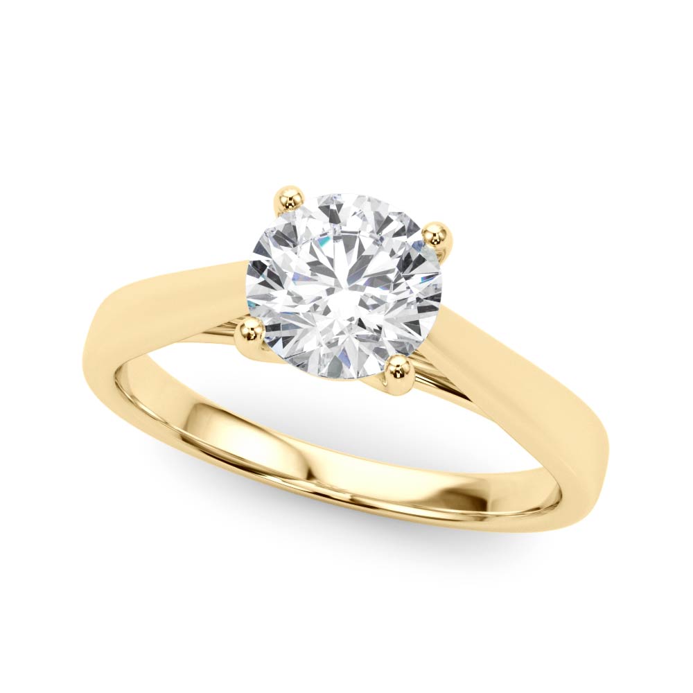 Classic 4 Prong Solitaire Round Diamond Engagement Ring — 9K/18K Gold & Platinum