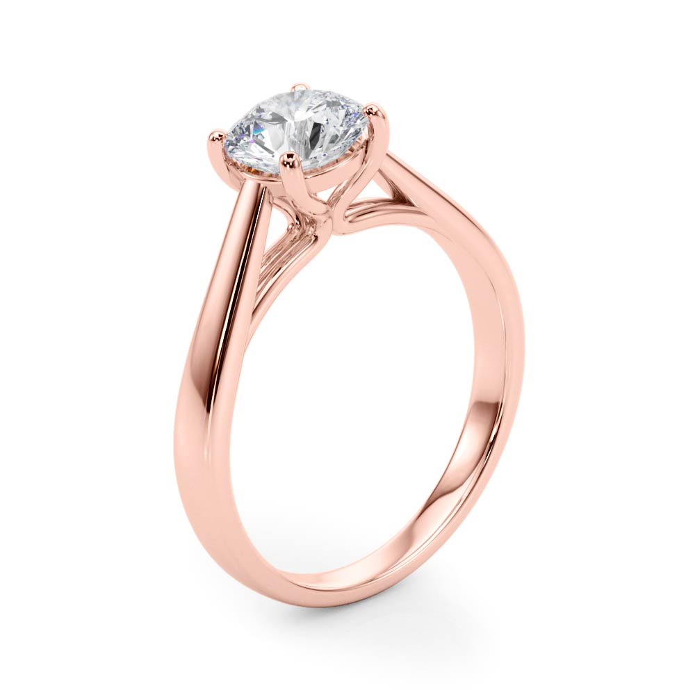 Classic 4 Prong Solitaire Round Diamond Engagement Ring — 9K/18K Gold & Platinum