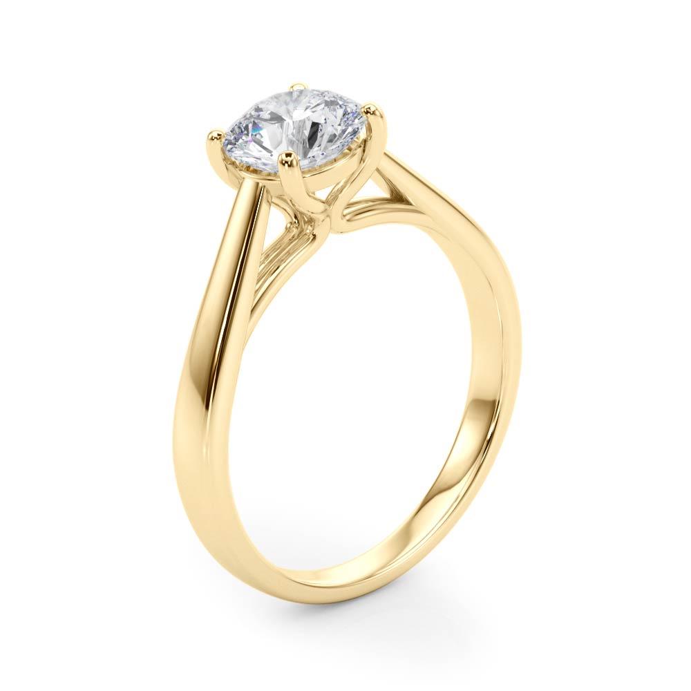 Classic 4 Prong Solitaire Round Diamond Engagement Ring — 9K/18K Gold & Platinum