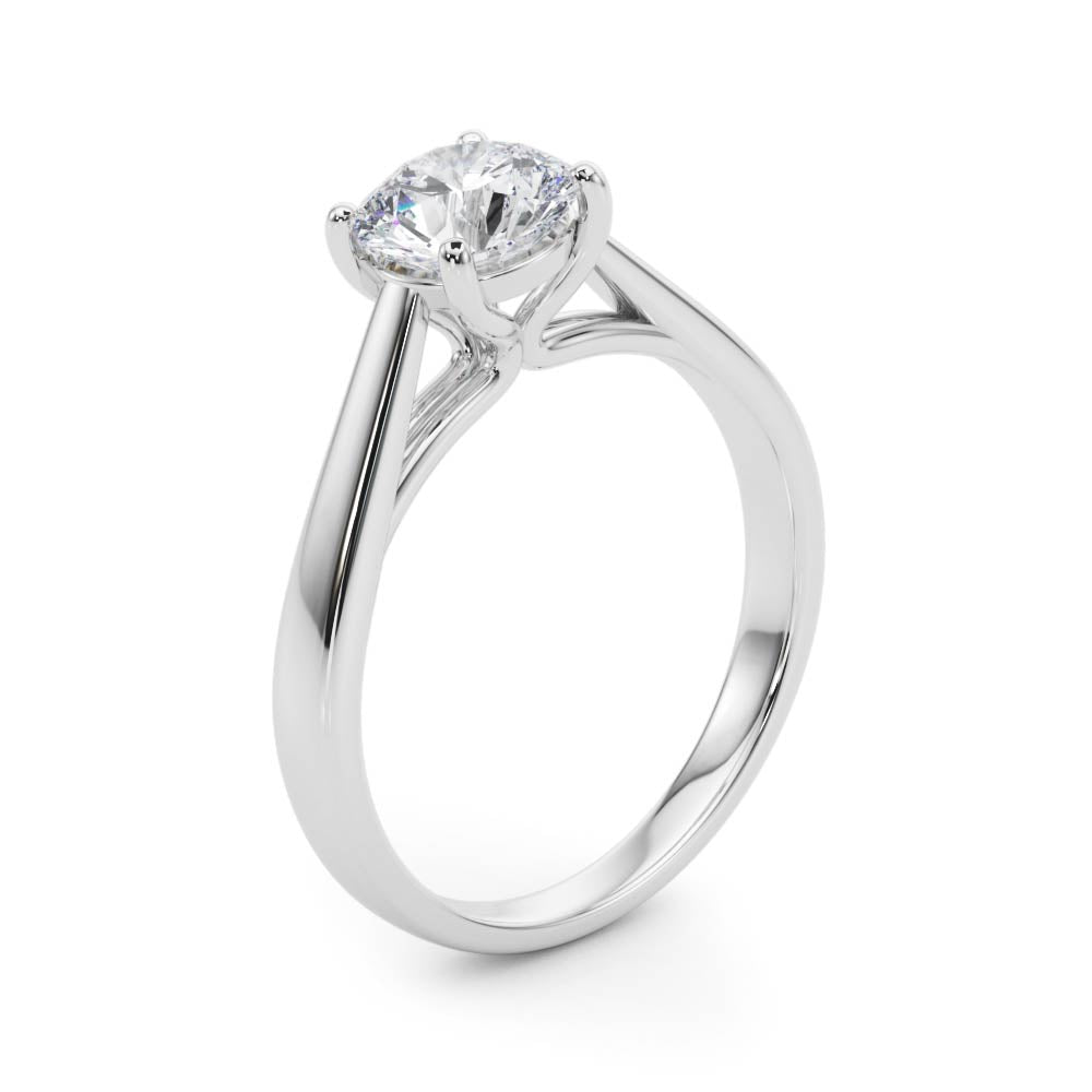 Classic 4 Prong Solitaire Round Diamond Engagement Ring — 9K/18K Gold & Platinum