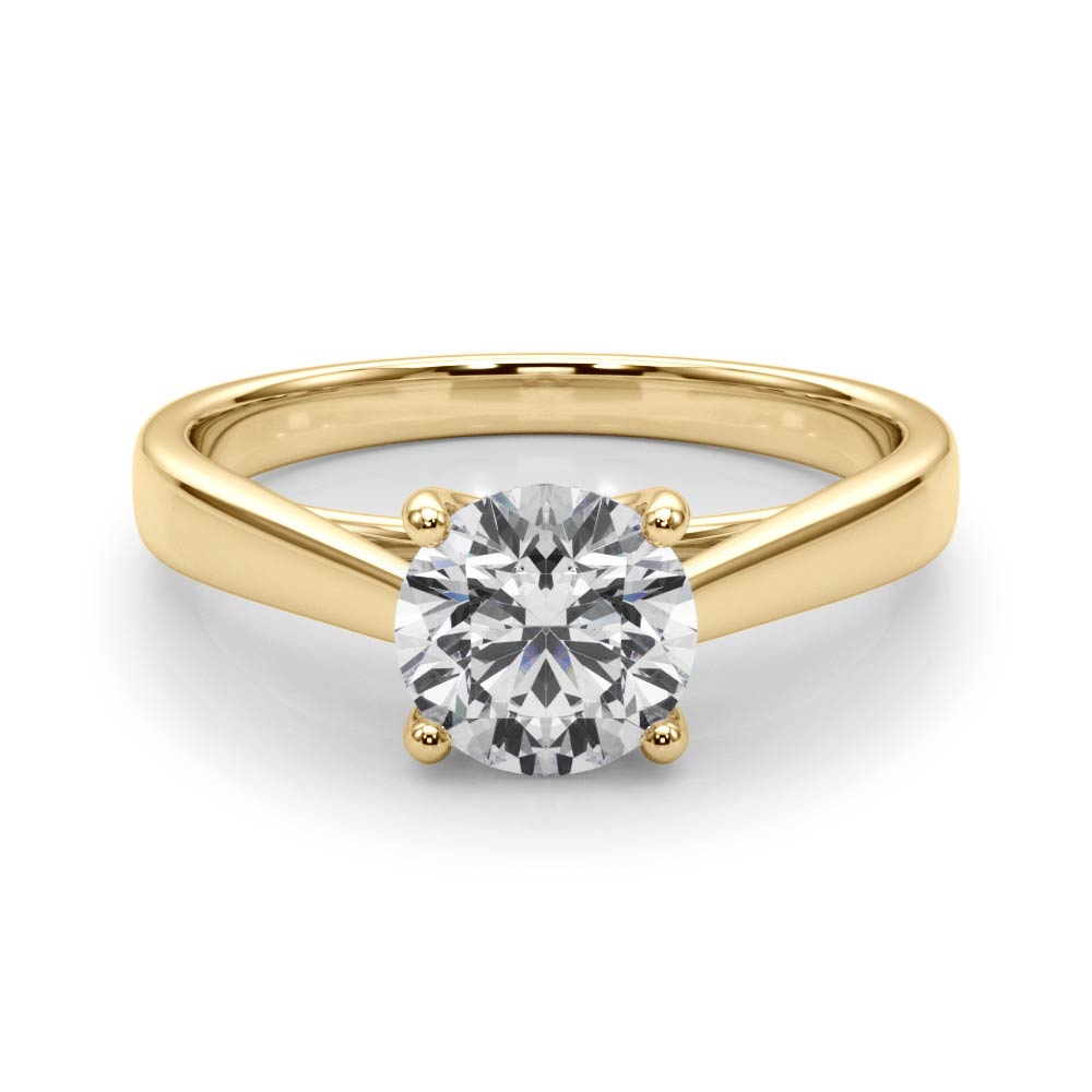 Classic 4 Prong Solitaire Round Diamond Engagement Ring — 9K/18K Gold & Platinum