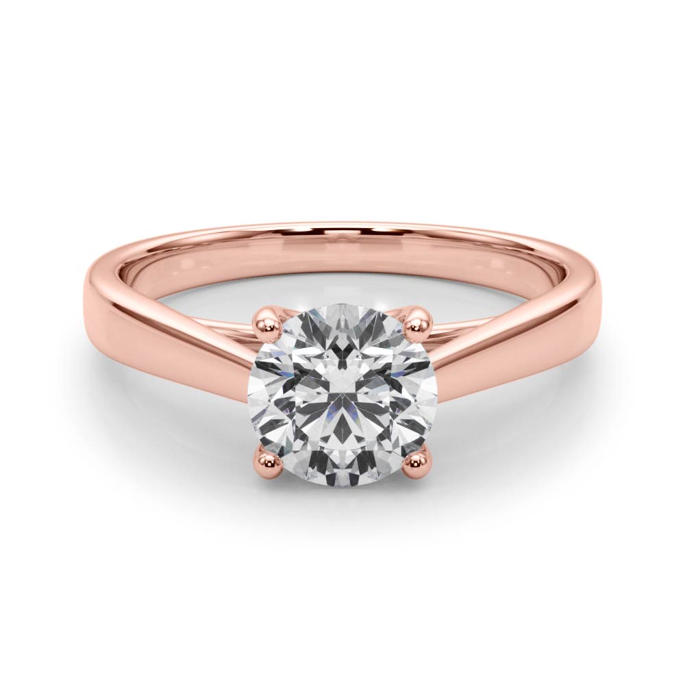 Classic 4 Prong Solitaire Round Diamond Engagement Ring — 9K/18K Gold & Platinum