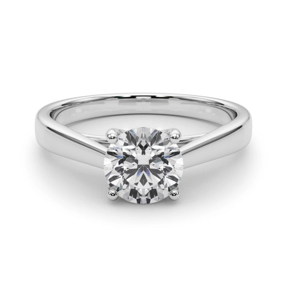Classic 4 Prong Solitaire Round Diamond Engagement Ring — 9K/18K Gold & Platinum