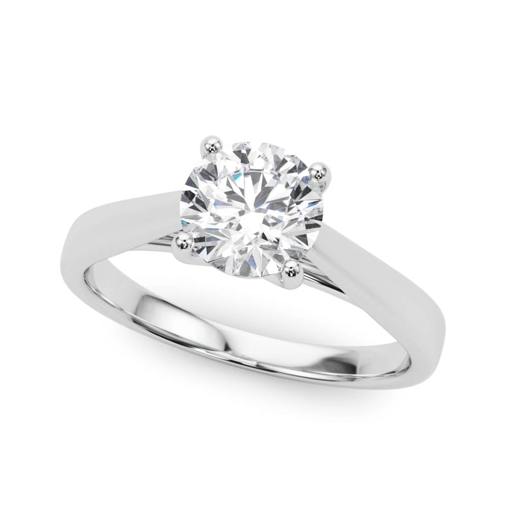 Classic 4 Prong Solitaire Round Diamond Engagement Ring — 9K/18K Gold & Platinum