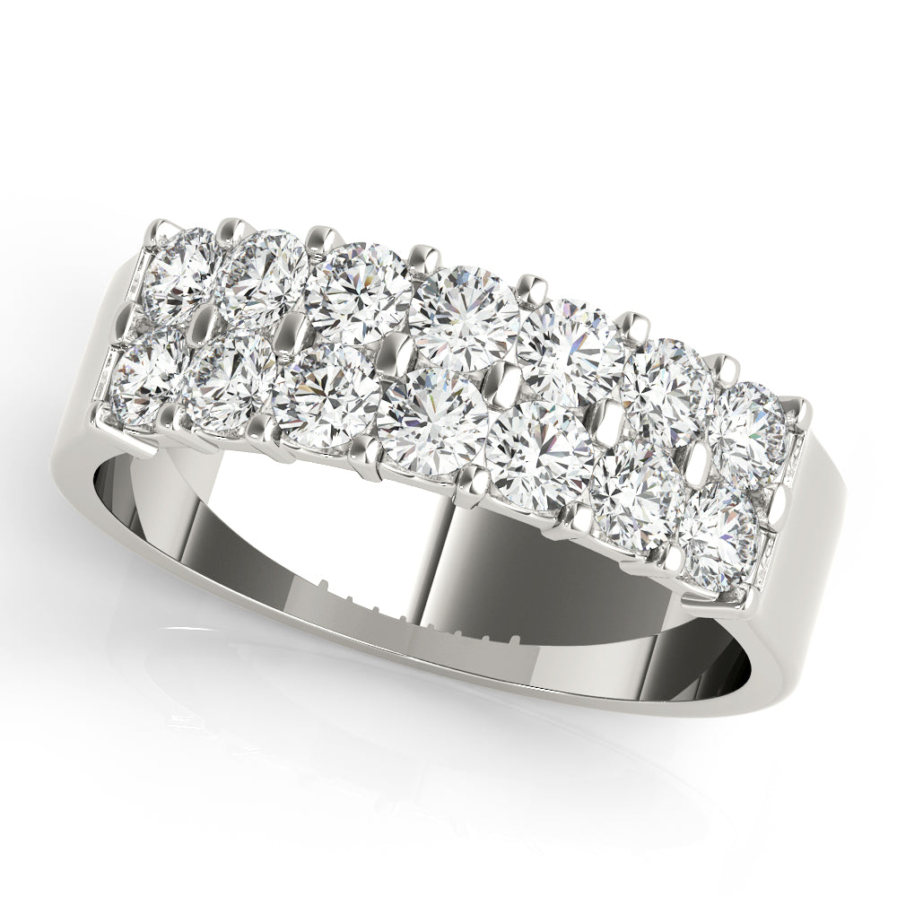 Two Row Half Eternity Ring in Gold & Platinum