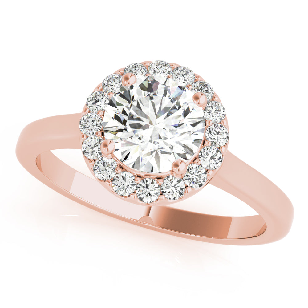 Elegant Halo Round Diamond Engagement Ring — 9K/18K Gold & Platinum