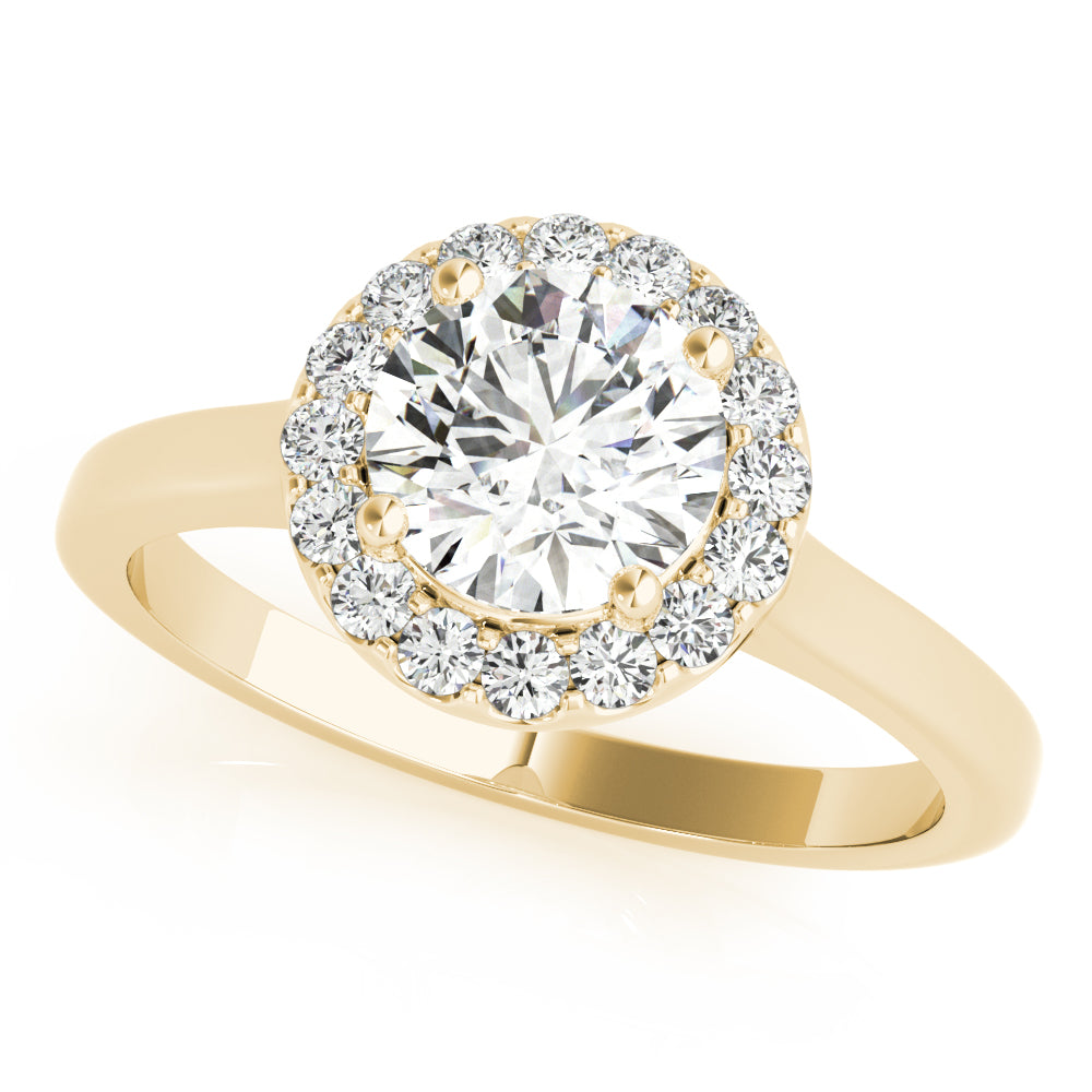 Elegant Halo Round Diamond Engagement Ring — 9K/18K Gold & Platinum