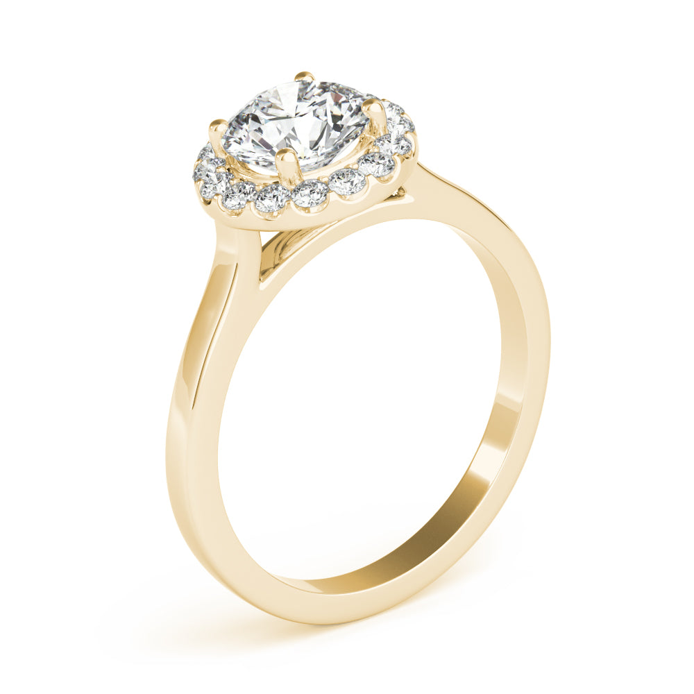 Elegant Halo Round Diamond Engagement Ring — 9K/18K Gold & Platinum