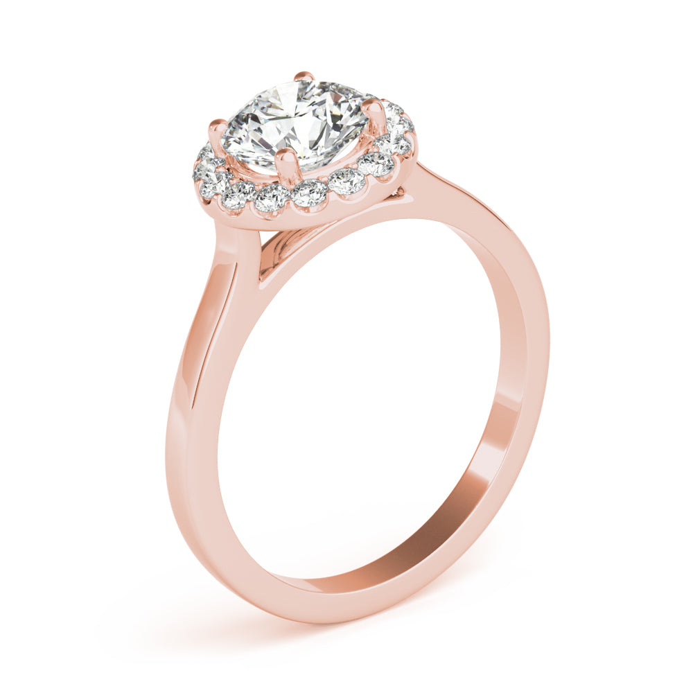 Elegant Halo Round Diamond Engagement Ring — 9K/18K Gold & Platinum
