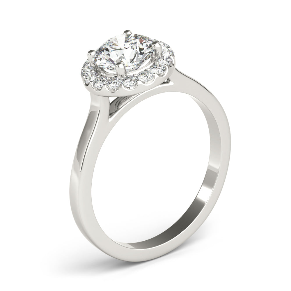 Elegant Halo Round Diamond Engagement Ring — 9K/18K Gold & Platinum