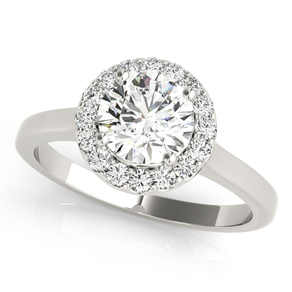 Elegant Halo Round Diamond Engagement Ring — 9K/18K Gold & Platinum