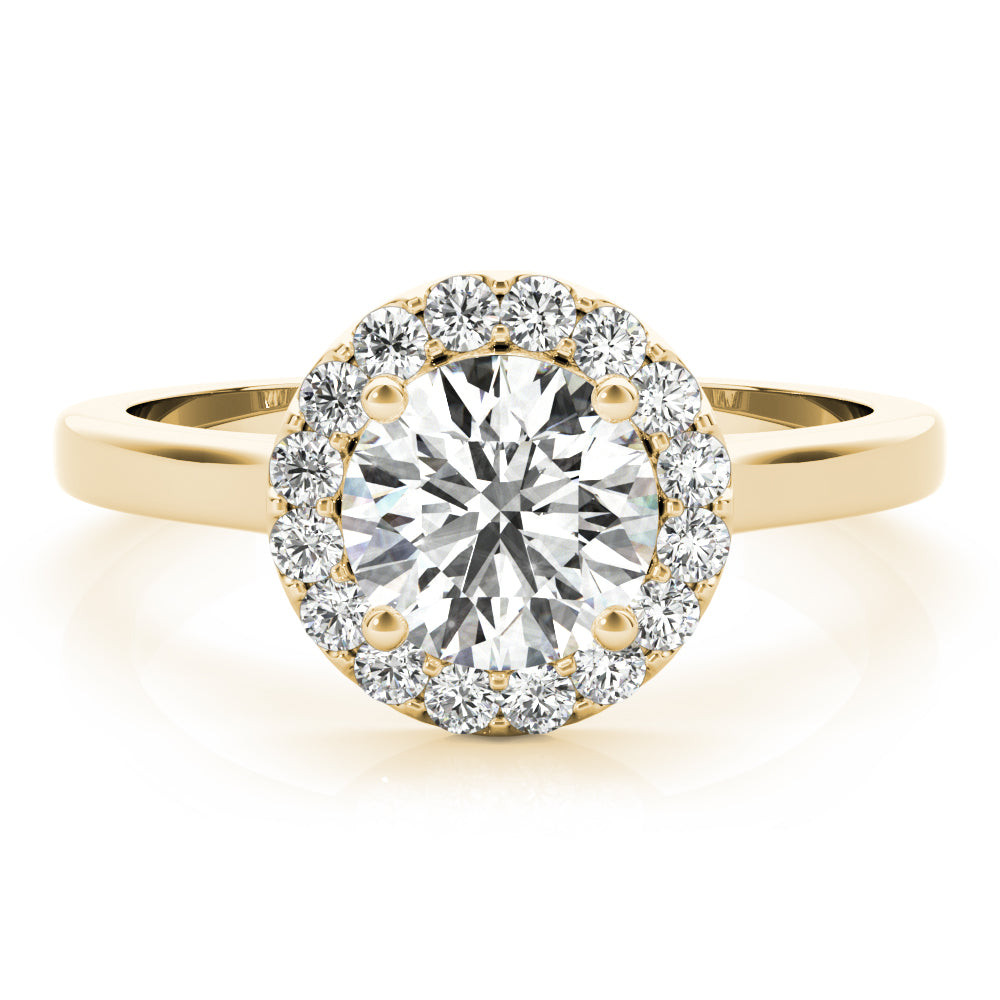 Elegant Halo Round Diamond Engagement Ring — 9K/18K Gold & Platinum