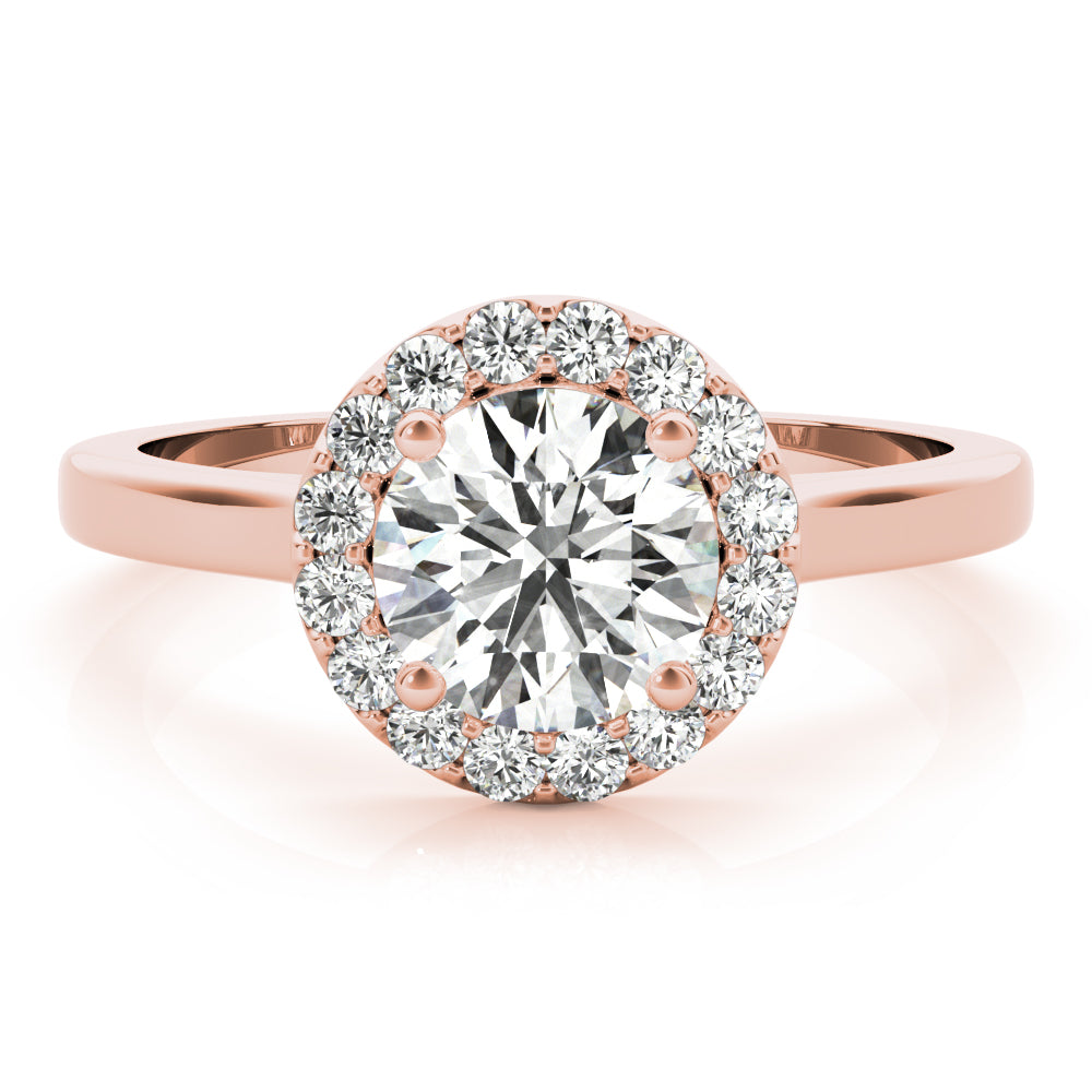 Elegant Halo Round Diamond Engagement Ring — 9K/18K Gold & Platinum