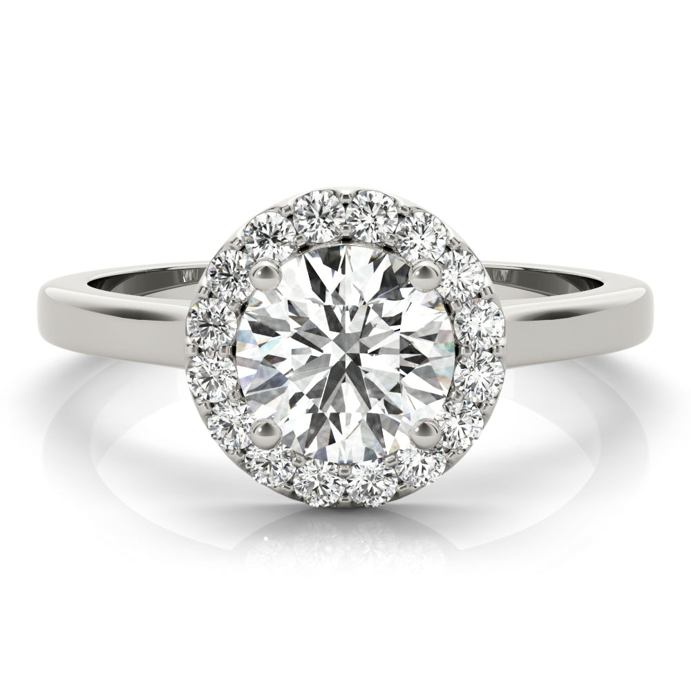 Elegant Halo Round Diamond Engagement Ring — 9K/18K Gold & Platinum