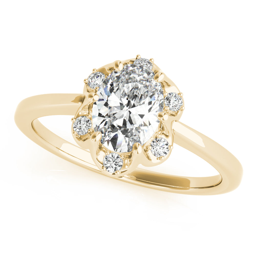 Vintage-Inspired Fashion Rings Oval Diamond Engagement Ring — 9K/18K Gold & Platinum