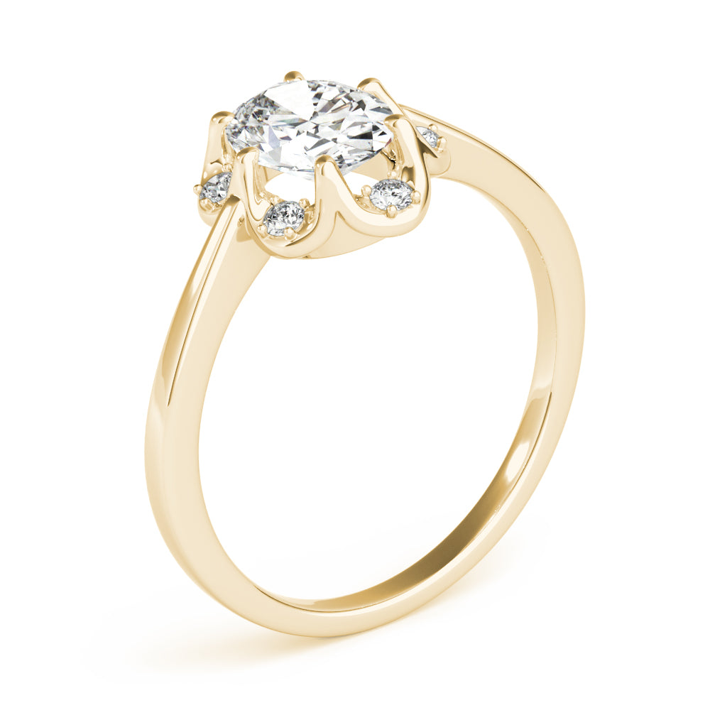 Vintage-Inspired Fashion Rings Oval Diamond Engagement Ring — 9K/18K Gold & Platinum