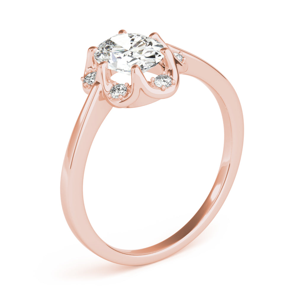 Vintage-Inspired Fashion Rings Oval Diamond Engagement Ring — 9K/18K Gold & Platinum