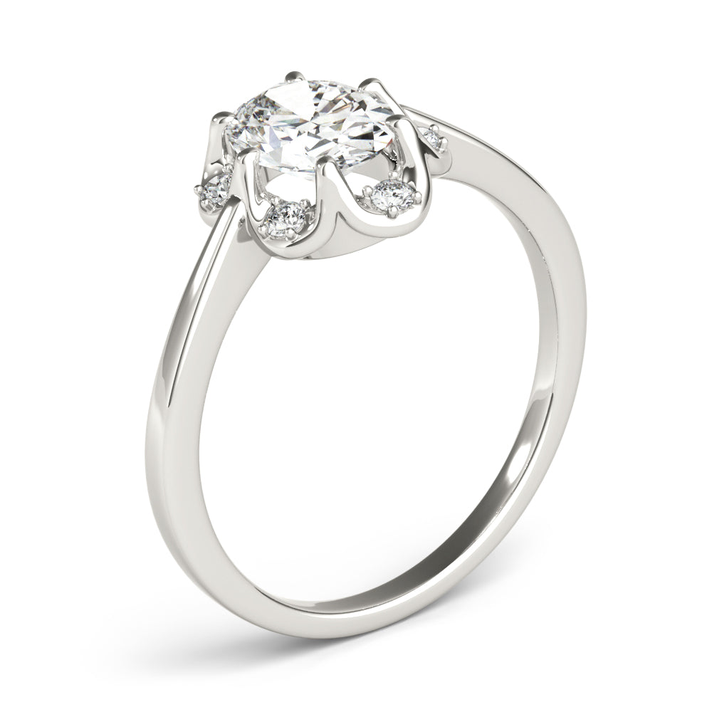 Vintage-Inspired Fashion Rings Oval Diamond Engagement Ring — 9K/18K Gold & Platinum
