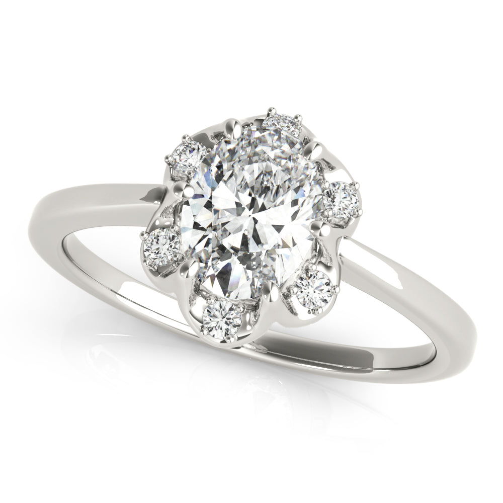Vintage-Inspired Fashion Rings Oval Diamond Engagement Ring — 9K/18K Gold & Platinum
