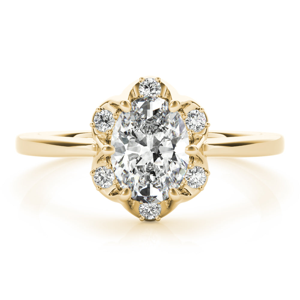 Vintage-Inspired Fashion Rings Oval Diamond Engagement Ring — 9K/18K Gold & Platinum