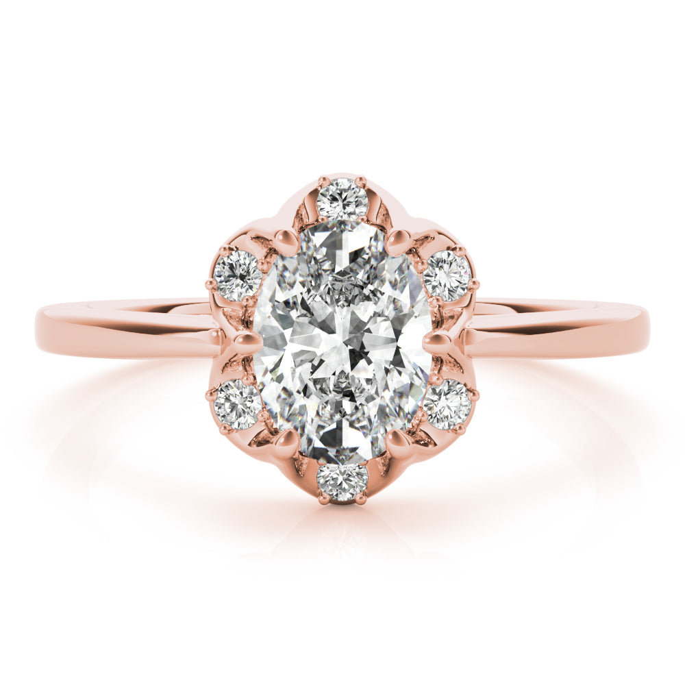 Vintage-Inspired Fashion Rings Oval Diamond Engagement Ring — 9K/18K Gold & Platinum