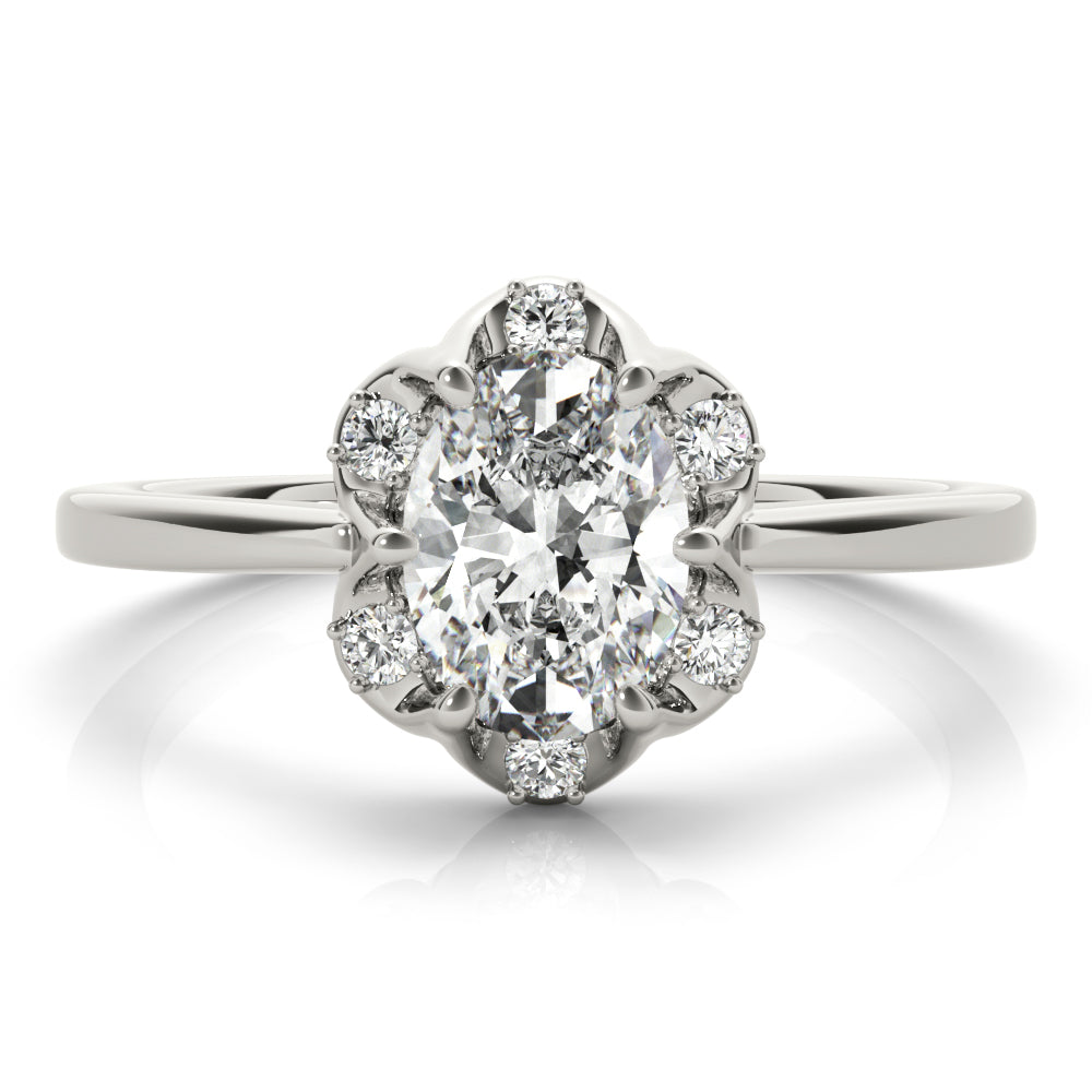 Vintage-Inspired Fashion Rings Oval Diamond Engagement Ring — 9K/18K Gold & Platinum