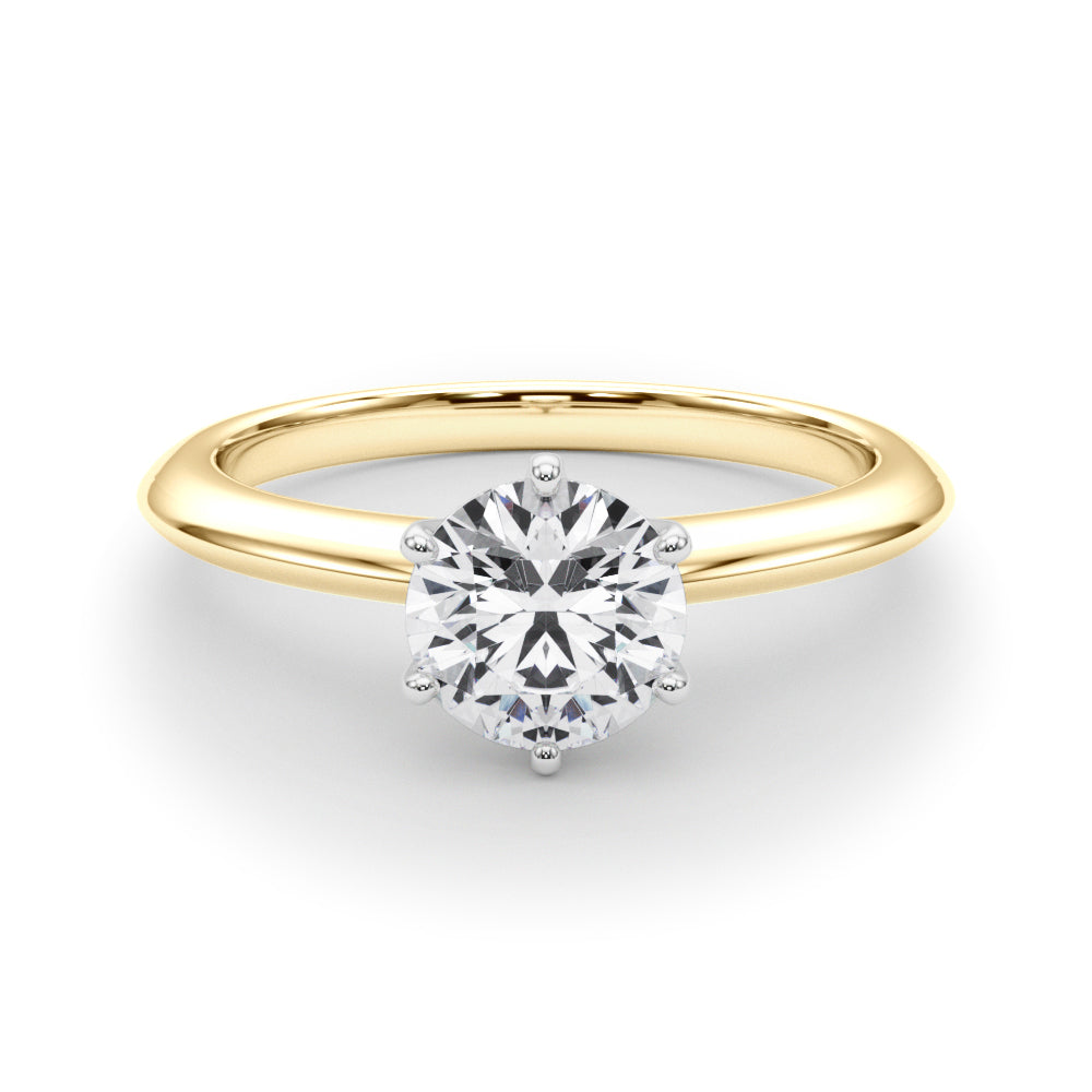 Heirloom 6 Prong Solitaire Round Diamond Engagement Ring — 9K/18K Gold & Platinum