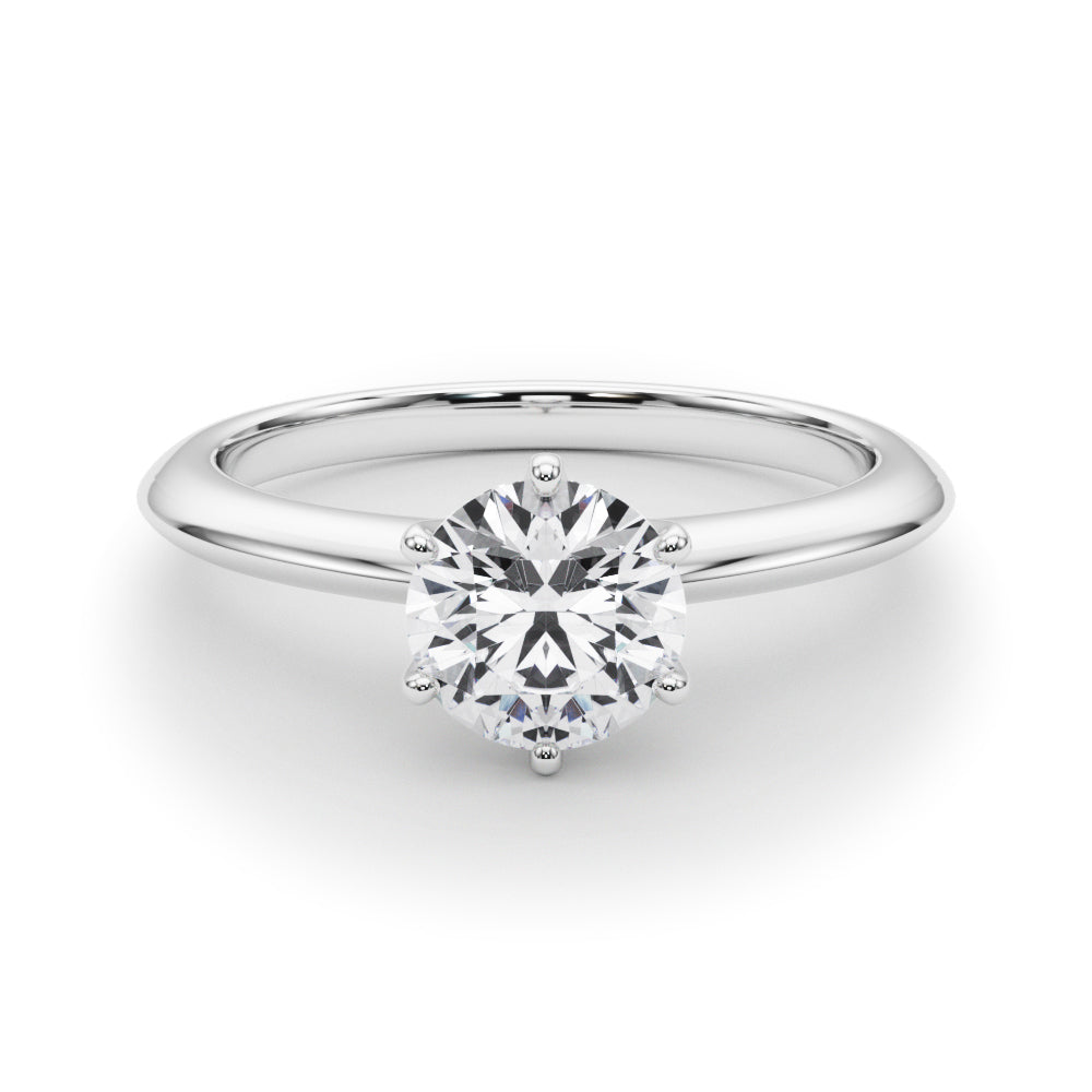 Heirloom 6 Prong Solitaire Round Diamond Engagement Ring — 9K/18K Gold & Platinum