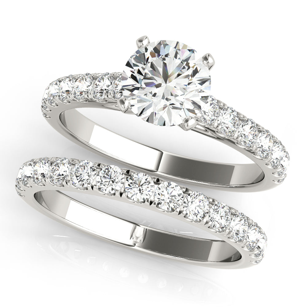 Straight Split Prong Diamond Half Eternity Ring in Gold & Platinum