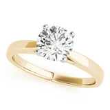 Luxe Cathedral Shank Solitaire Round Diamond Engagement Ring — 9K/18K Gold & Platinum
