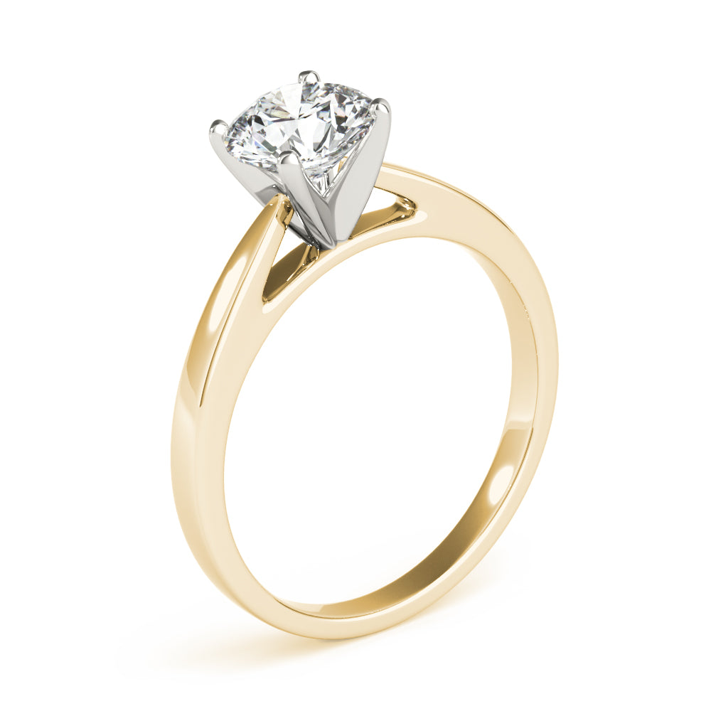 Luxe Cathedral Shank Solitaire Round Diamond Engagement Ring — 9K/18K Gold & Platinum