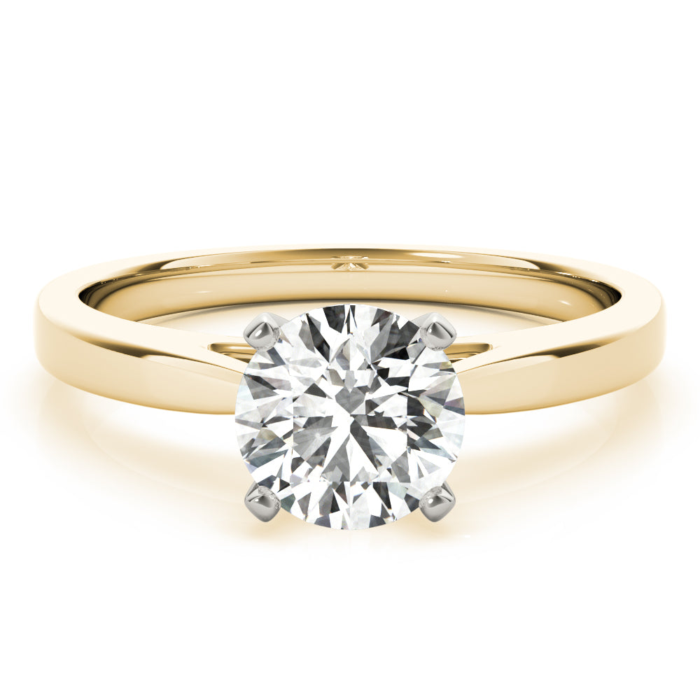 Luxe Cathedral Shank Solitaire Round Diamond Engagement Ring — 9K/18K Gold & Platinum