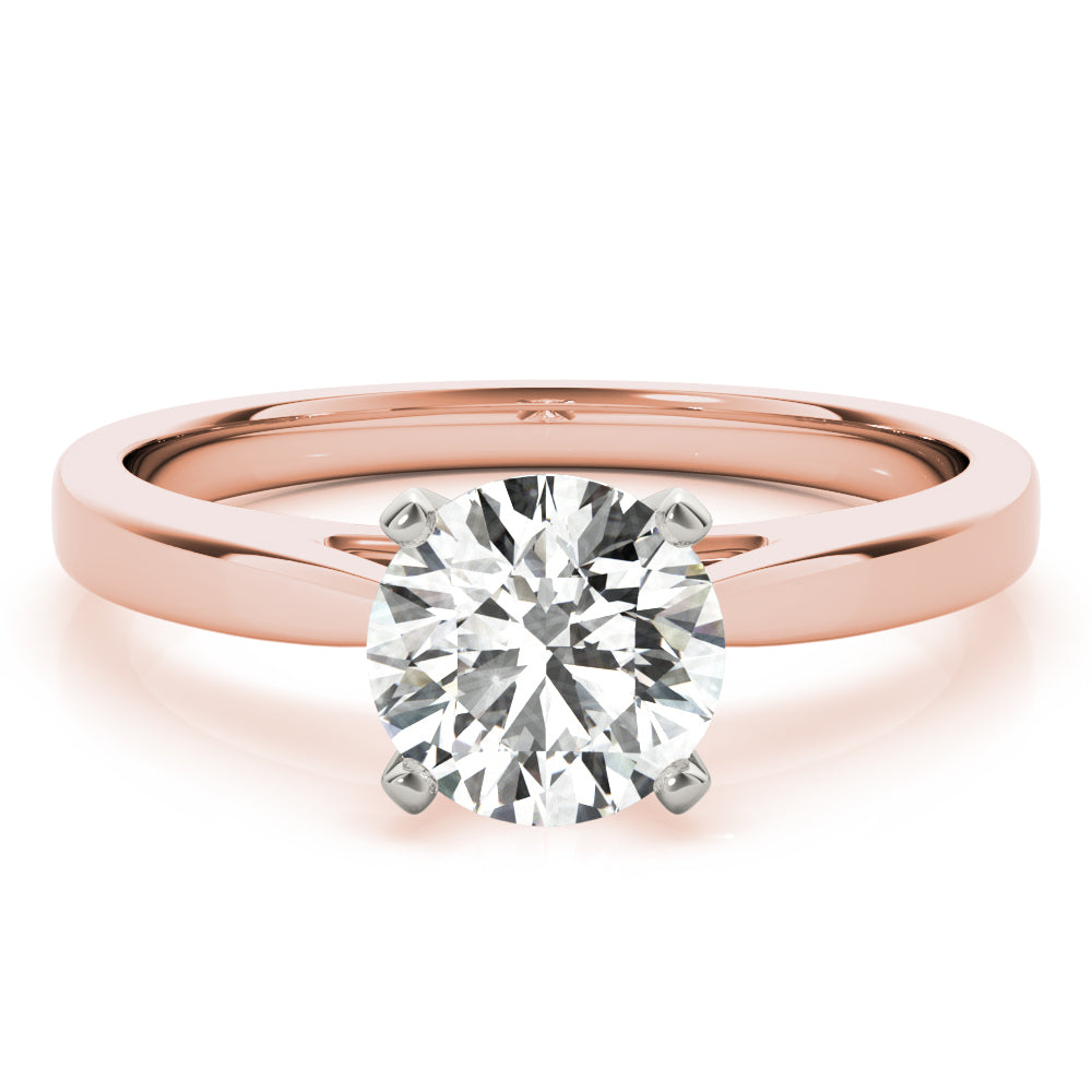 Luxe Cathedral Shank Solitaire Round Diamond Engagement Ring — 9K/18K Gold & Platinum