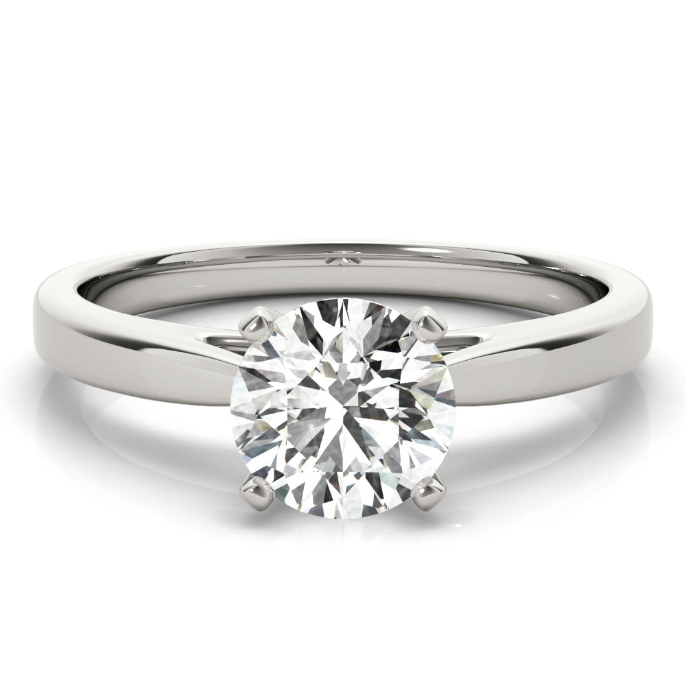 Luxe Cathedral Shank Solitaire Round Diamond Engagement Ring — 9K/18K Gold & Platinum