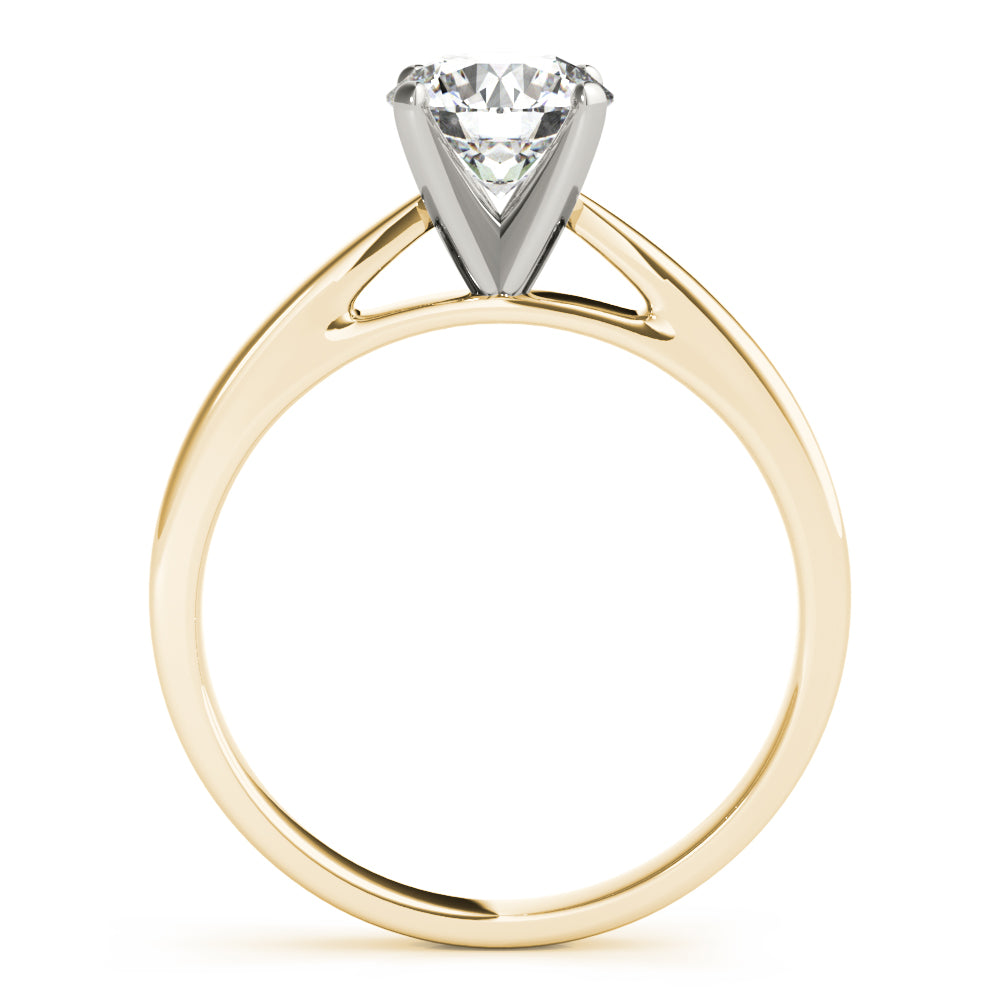 Luxe Cathedral Shank Solitaire Round Diamond Engagement Ring — 9K/18K Gold & Platinum