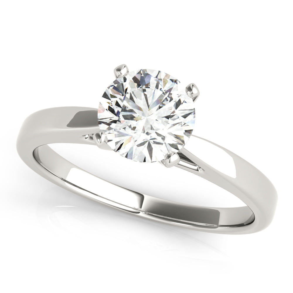Luxe Cathedral Shank Solitaire Round Diamond Engagement Ring — 9K/18K Gold & Platinum