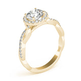 Devoted Halo With Twisted Shank Round Diamond Engagement Ring — 9K/18K Gold & Platinum