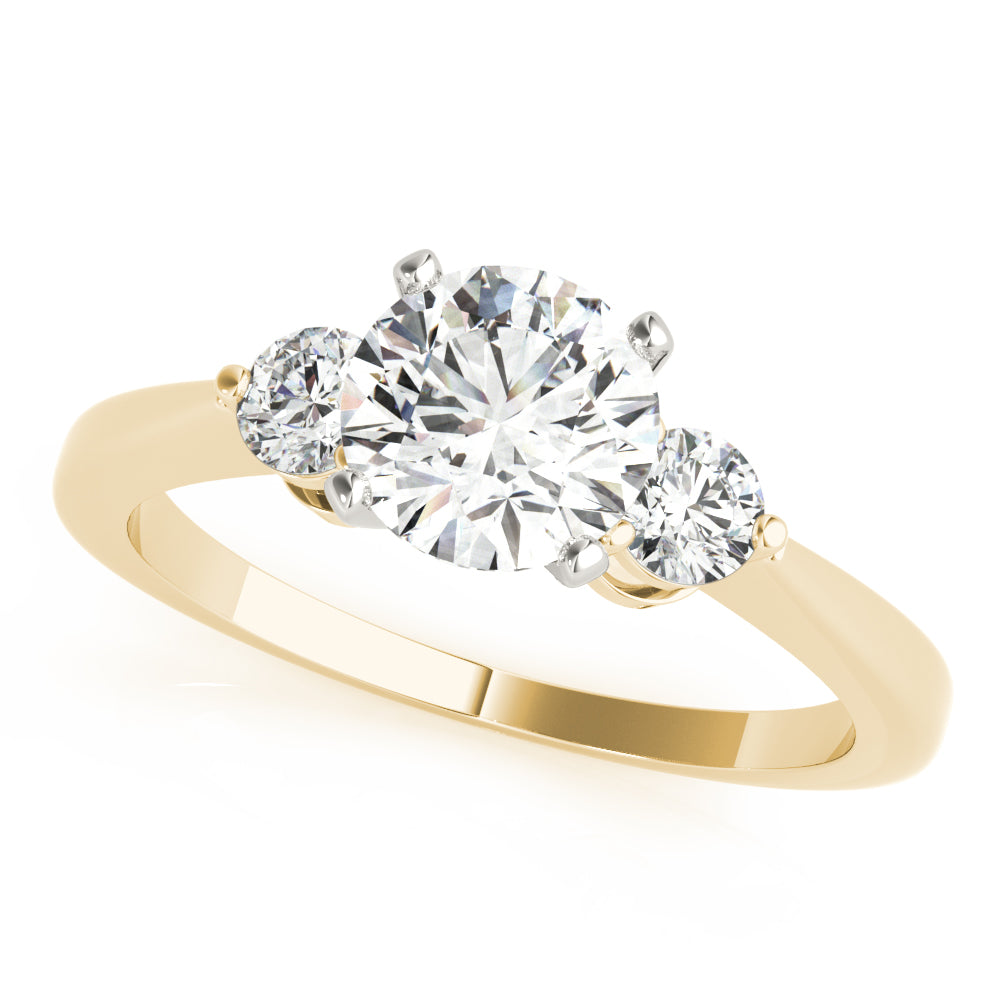 Adored Three-Stone Ring Round Diamond Engagement Ring — 9K/18K Gold & Platinum