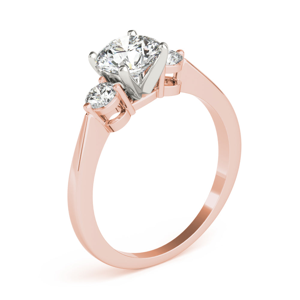 Adored Three-Stone Ring Round Diamond Engagement Ring — 9K/18K Gold & Platinum