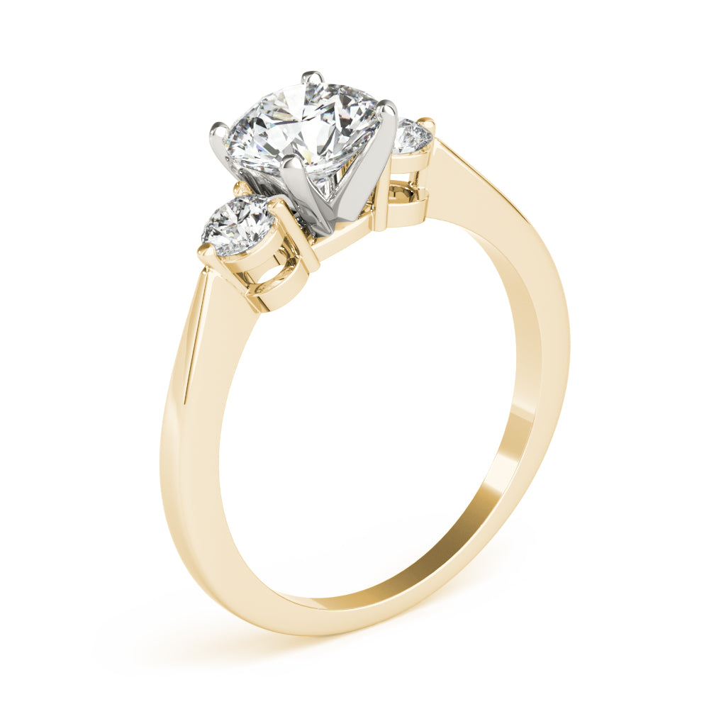 Adored Three-Stone Ring Round Diamond Engagement Ring — 9K/18K Gold & Platinum